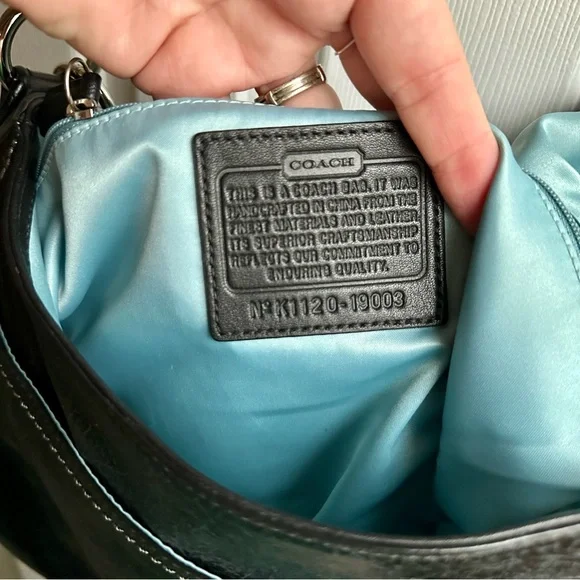 Coach Black Leather Shoulder Bag with Silver Accents - Picture 9 of 12